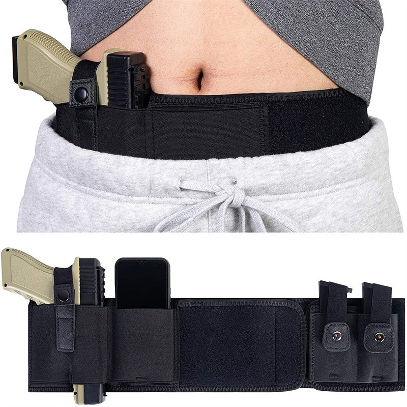 Edc Carry Pistols - ซองปืนพกแบบคาดเอว ซองปืนพกแบบซ่อน ซองปืนพกแบบคาดเอวพร้อมช่องใส่แม็กกาซีน สายคาดเอวอเนกประสงค์สำหรับกิจกรรมกลางแจ้งและการล่าสัตว์