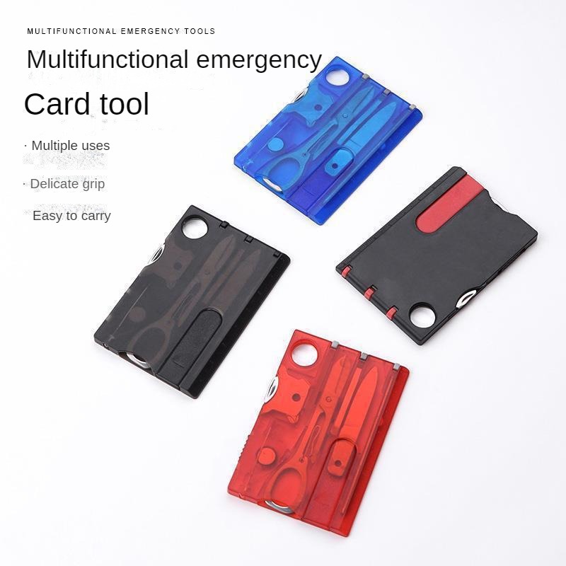 Multitool Credit Card - 10 In 1 แบบพกพาเดินป่าการ์ดกระเป๋าบัตรเครดิตแบบพกพาเครื่องมือกลางแจ้ง Survival Camping