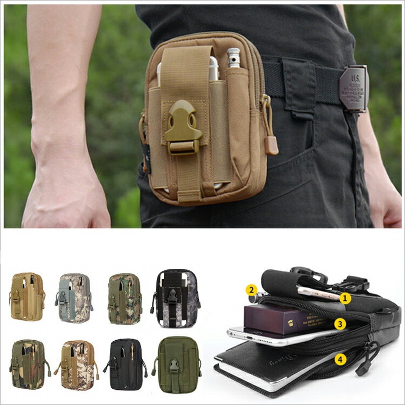 Edc Carry Kit - ขนาดเล็ก MOLLE กระเป๋าเอวแพ็คกระเป๋าผู้ถือโทรศัพท์กีฬากลางแจ้งเดินป่าตั้งแคมป์ปีนเขาวิ่งอุปกรณ์ล่าสัตว์ EDC กระเป๋าเครื่องมือ