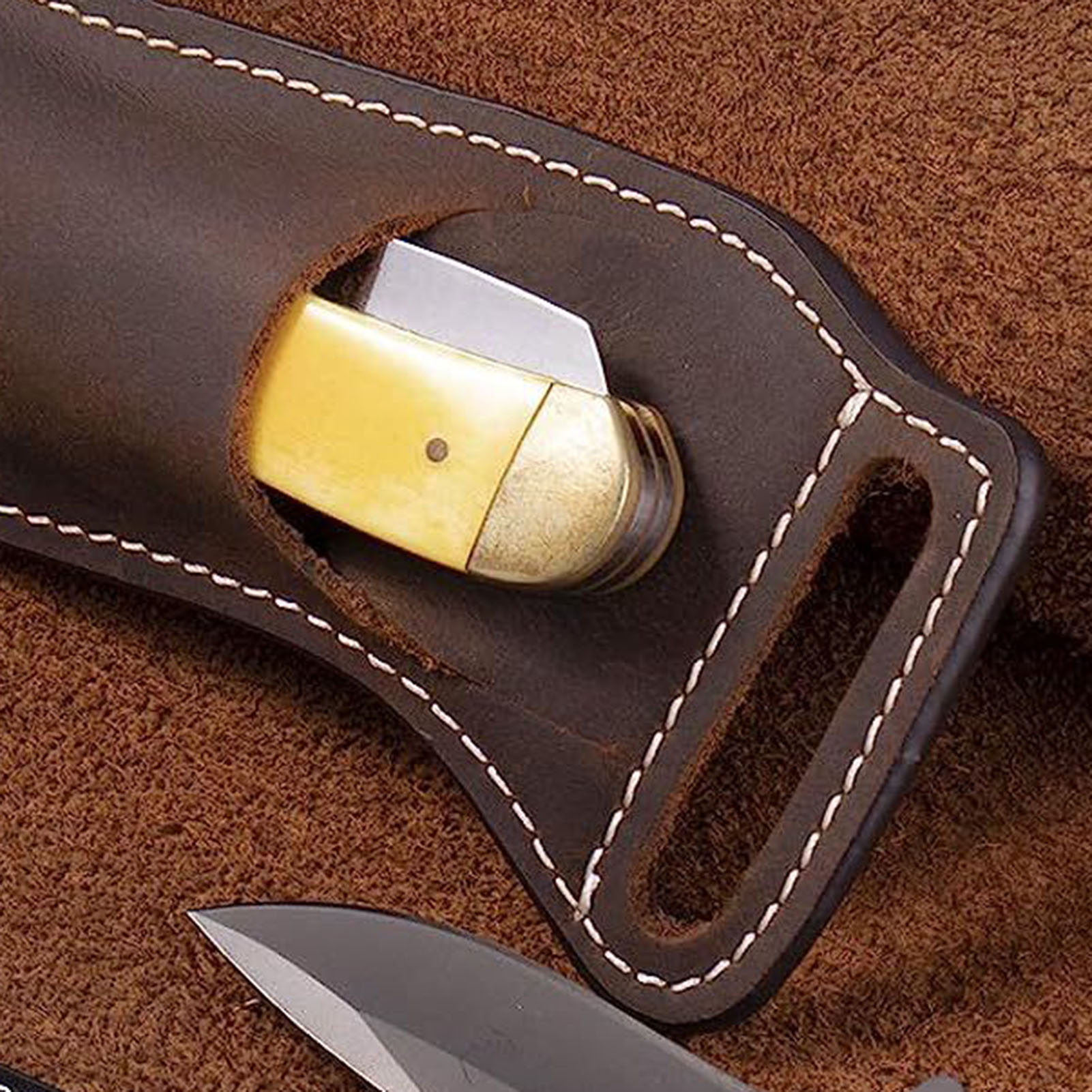 กระเป๋าคาดเอวหนังสีน้ำตาลสำหรั - Edc Carry Belt Leather บทวิจารณ์และราคา